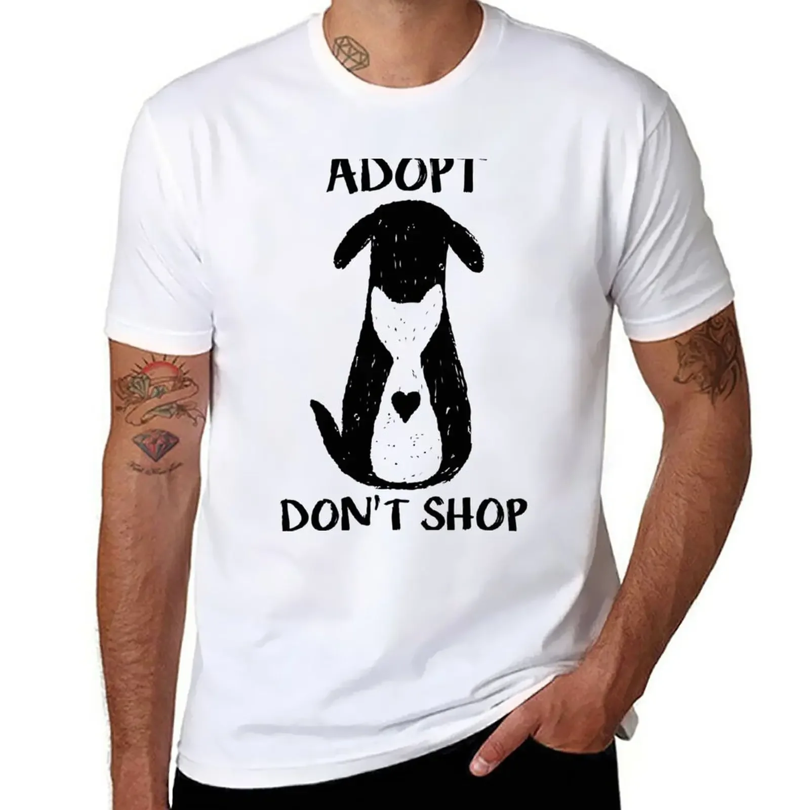 Adopt don't shop T-Shirt summer tops blanks vintage mens t shirts pack