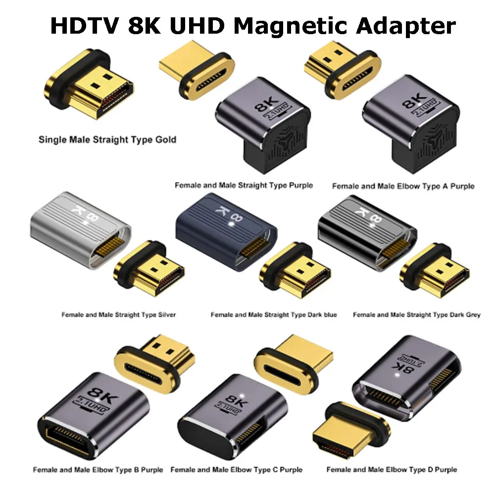 

HDMI-Compatible Adapter UHD2.1 8K 60Hz Magnetic Adapter for Switch PS4 PS5 Xbox One Magnet Male to Female HDTV Converter 48Gbps