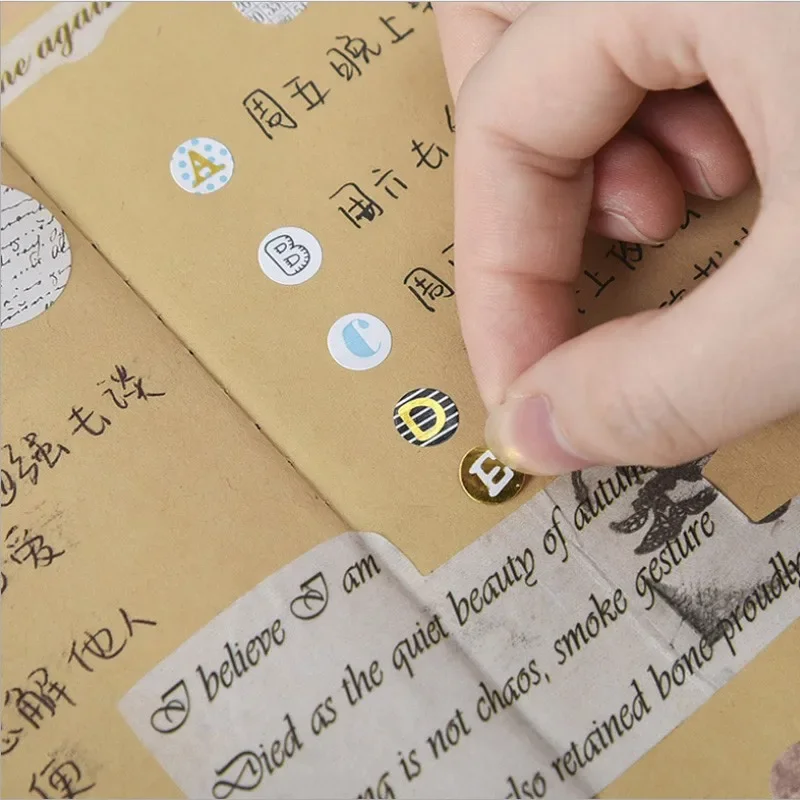 1pack Retro round/gilding English letters decorative stickers  Scrapbooking Learning Label Tool Diary Album Stationery