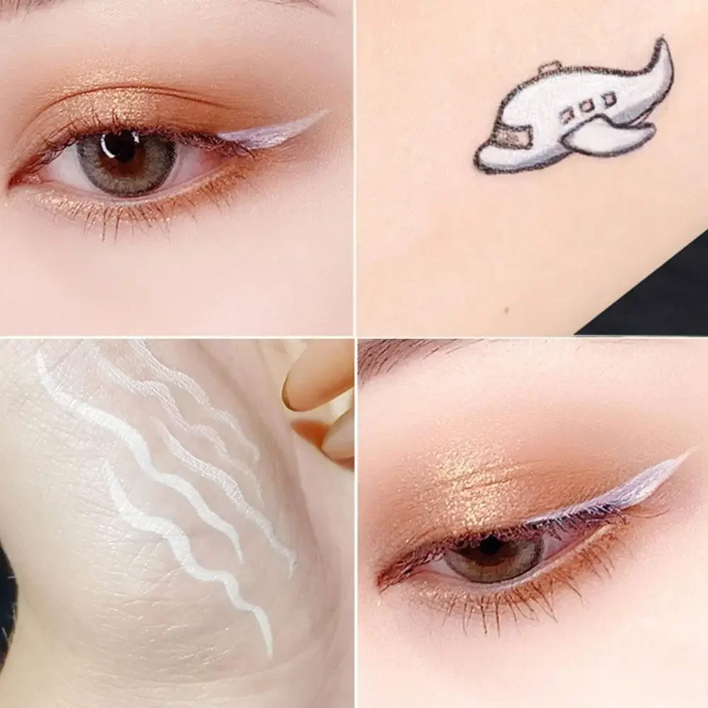 Eyeliner blanc, surligneur accroupi, maquillage pour le visage, doublure multifonctionnelle, stylo blanc pour novices, crayon Eyeliner W5u4