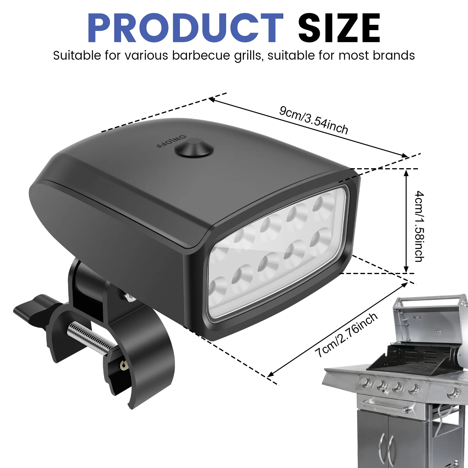 1Pc Outdoor Grill Lights 360 Rotatable BBQ Lights with 10 Light Beads Heat Resistant LED Grill Light for Outdoor Barbecue Picnic