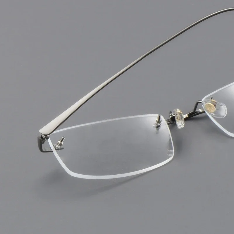 OLLYMURS Ultralight Fashion Business Premium Pure Titanium Eyeglasses Luxury Men's Optical Prescription Rimless Glasses  Eyewear