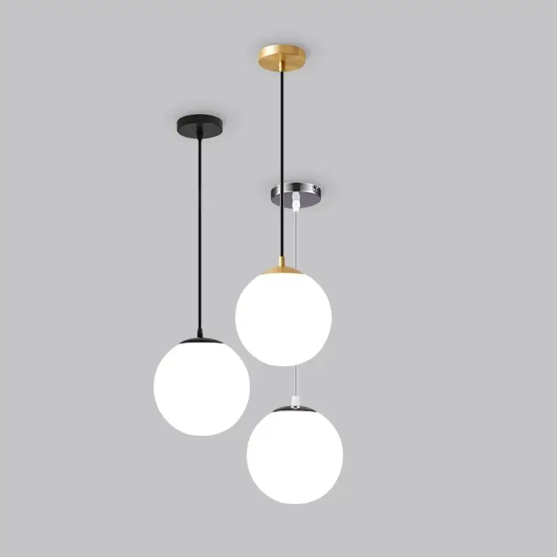 

Gold/Black/silv Glass Ball Pendant Lights White Globe Hanging Lamps Bar Restaurant Deco Luminaire Bedroom Light E27 Pendant Lamp