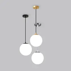 Gold/Black/silv Glass Ball Pendant Lights White Globe Hanging Lamps Bar Restaurant Deco Luminaire Bedroom Light E27 Pendant Lamp