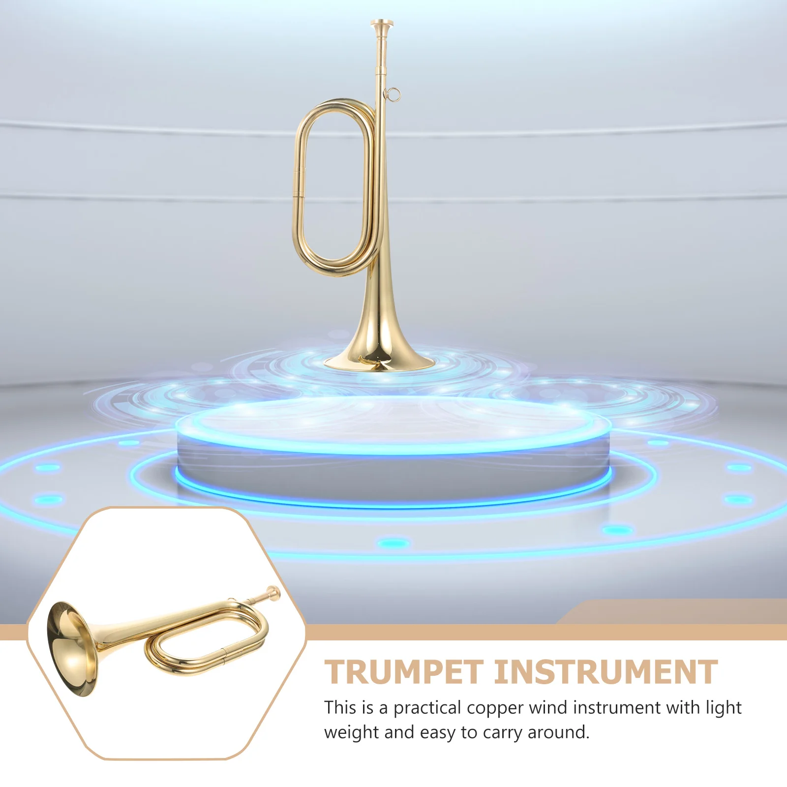 

Copper Bugle Trumpet Durable Lightweight Wind Instrument Trumpet for School Band Military Orchestra Beginners Use