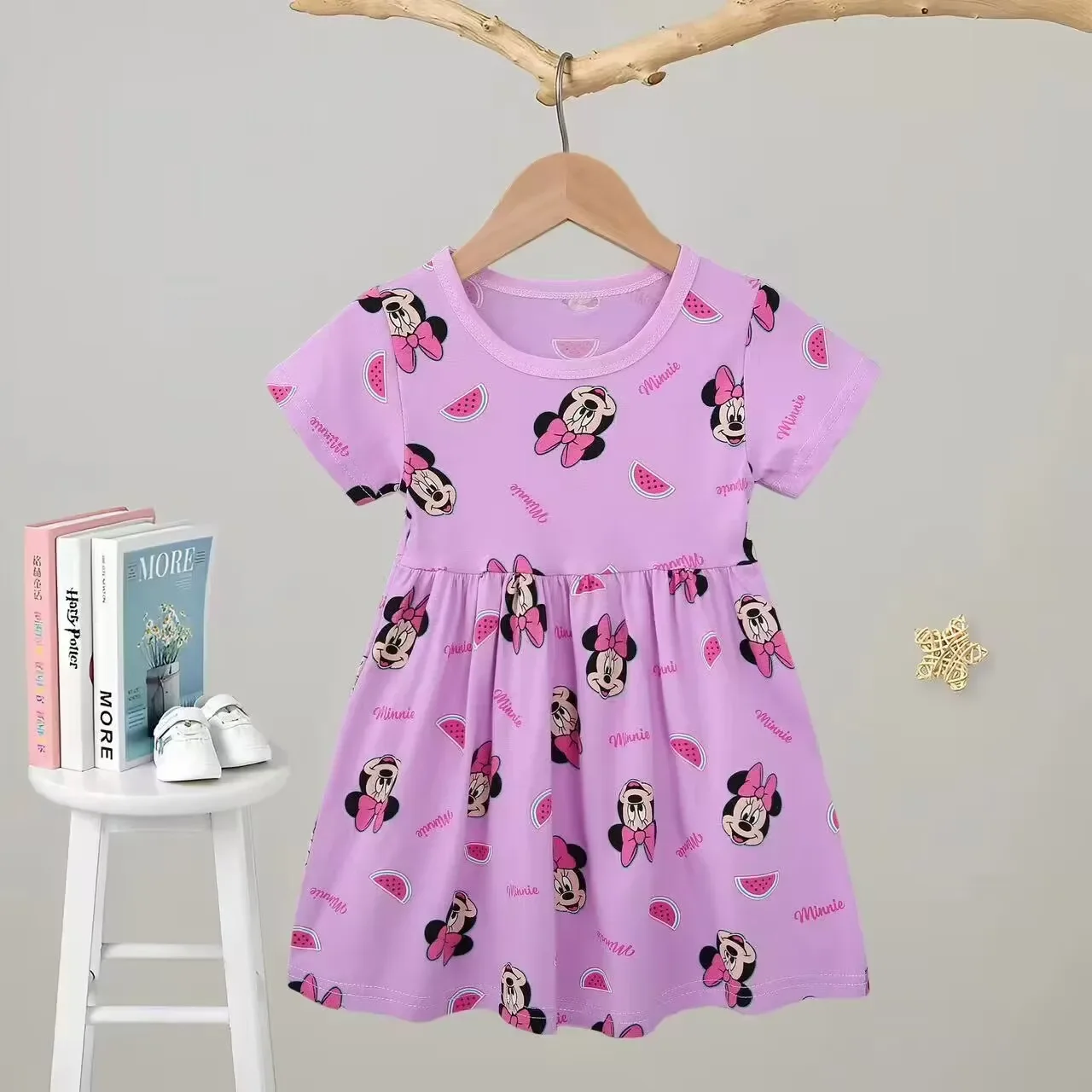 2- 6year Girls Dress cotton leisure Dresses For Girls cute printing Summer Holiday kids Clothing