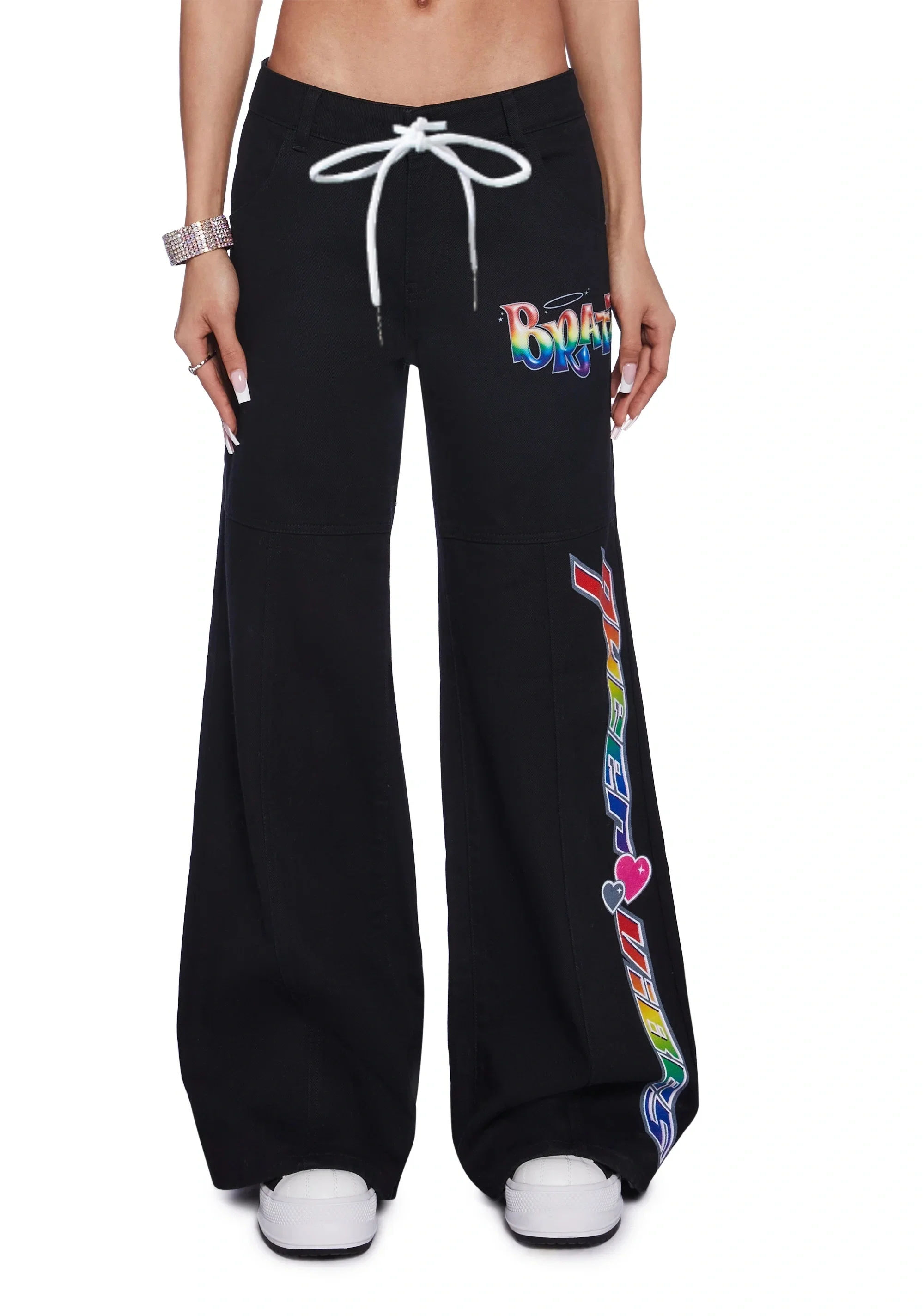 2026 New Model Men Gothic Vertical Graphic Wide Leg Sweatpants Drawstring Loose Straight Baggy Y2K Dark Punk Streetwear Pants.