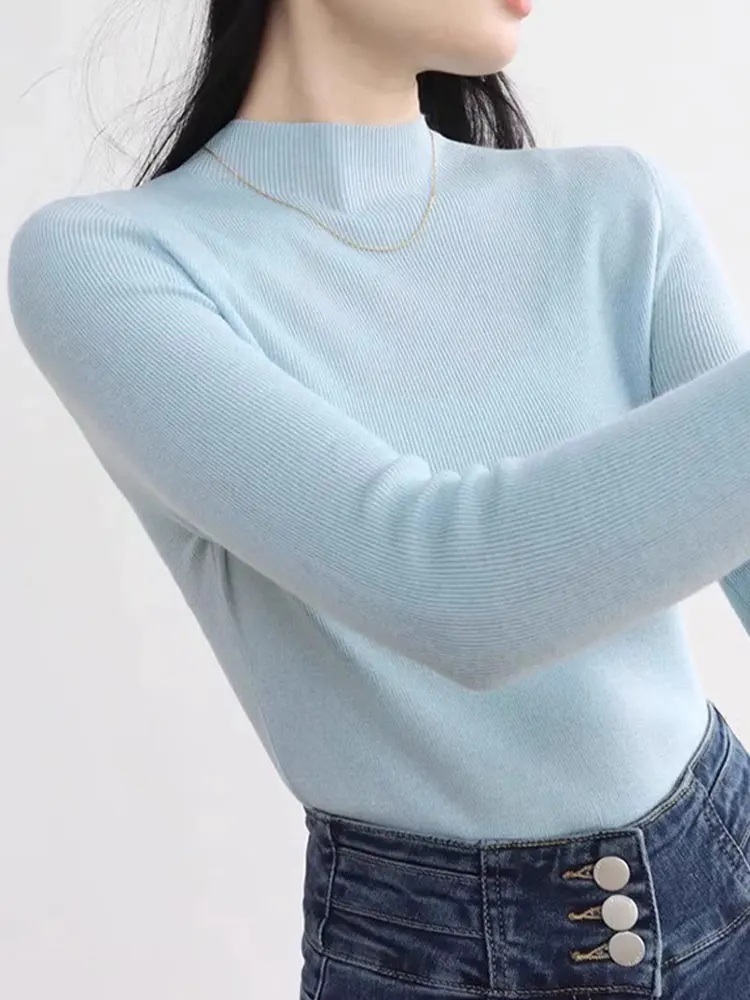 Slim Fit Warm round Ne Long Sve Base irt Women's Pure Color Simple Sle Autumn Winter New Faion Ele Inner Wear