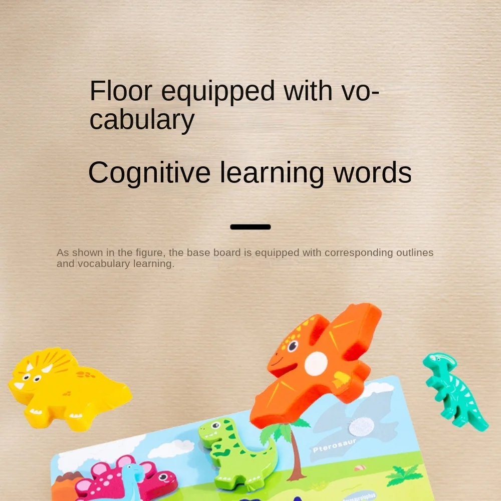 3D Puzzles Children Cognitive Puzzle Toy Jigsaw Cartoon Animals Matching Puzzle Game Shape Wooden Montessori Wooden Puzzle Toy