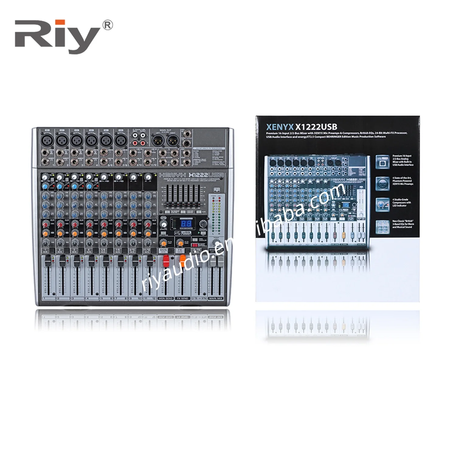 X1222USB 12 Channels 6 Mono 3 Stereo Powered Mixer with 99 DSP Effects, USB Interface,48V Phantom Power for PA System&Karaoke