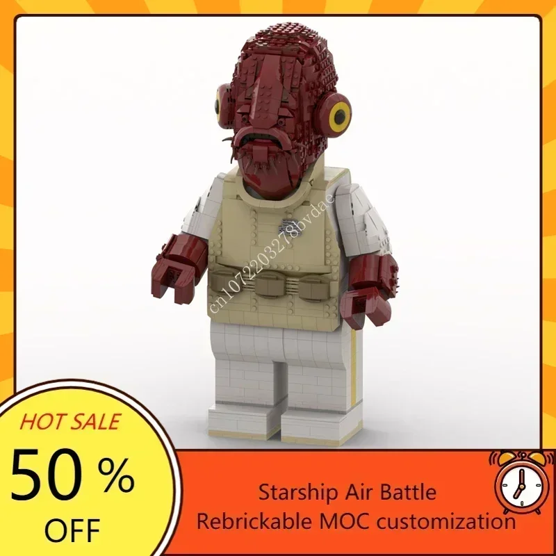 

MOC Space Battle Series Admiral Ackbar Mega Figure Model Custom Puzzle Technology DIY Creative Assembly Toys Kids Gifts