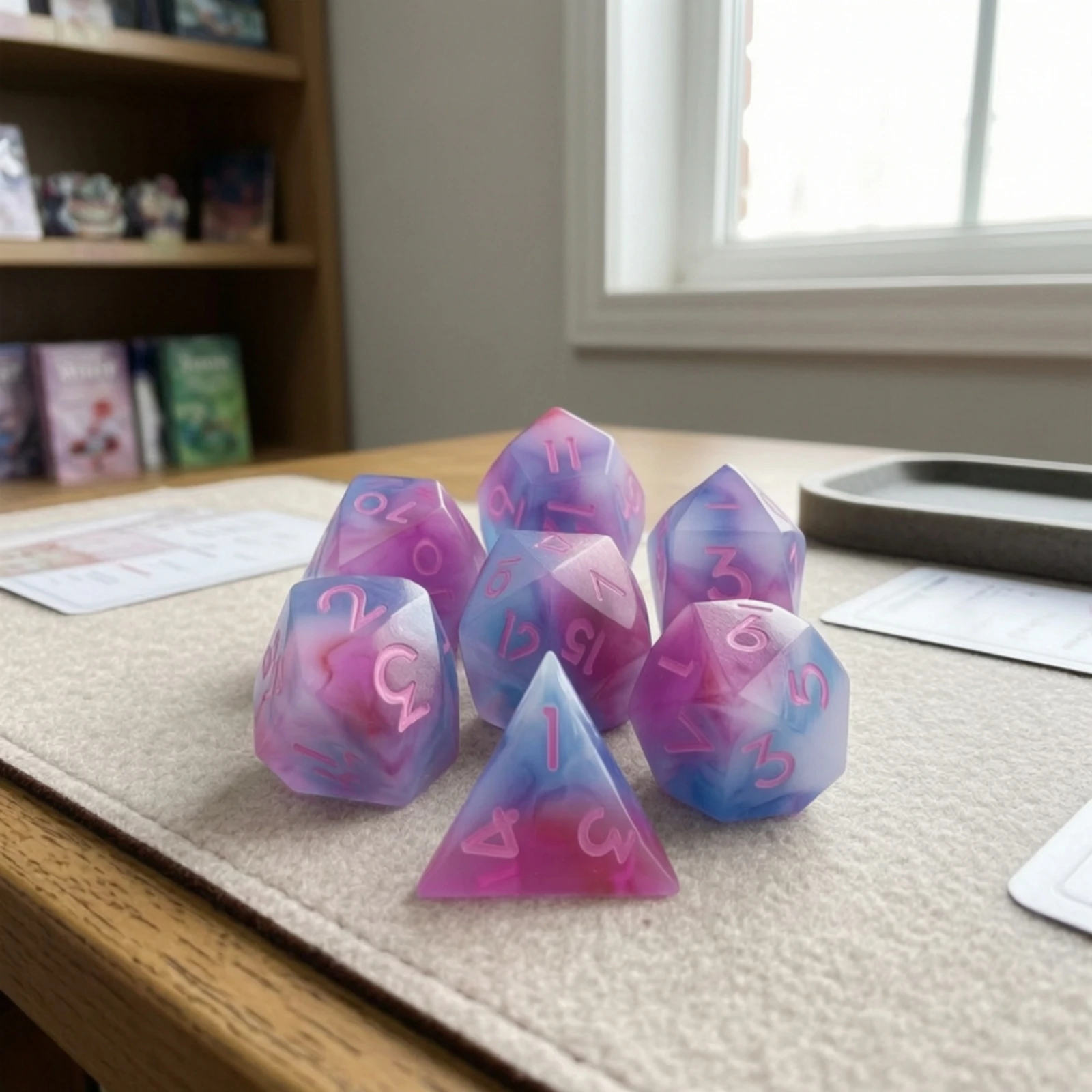 7 Pieces RPG Dice Set Polished Polyhedral Dice Set Good Rolling Feel Moderate Weight for Gamers, Tabletop Gaming, Game Nights