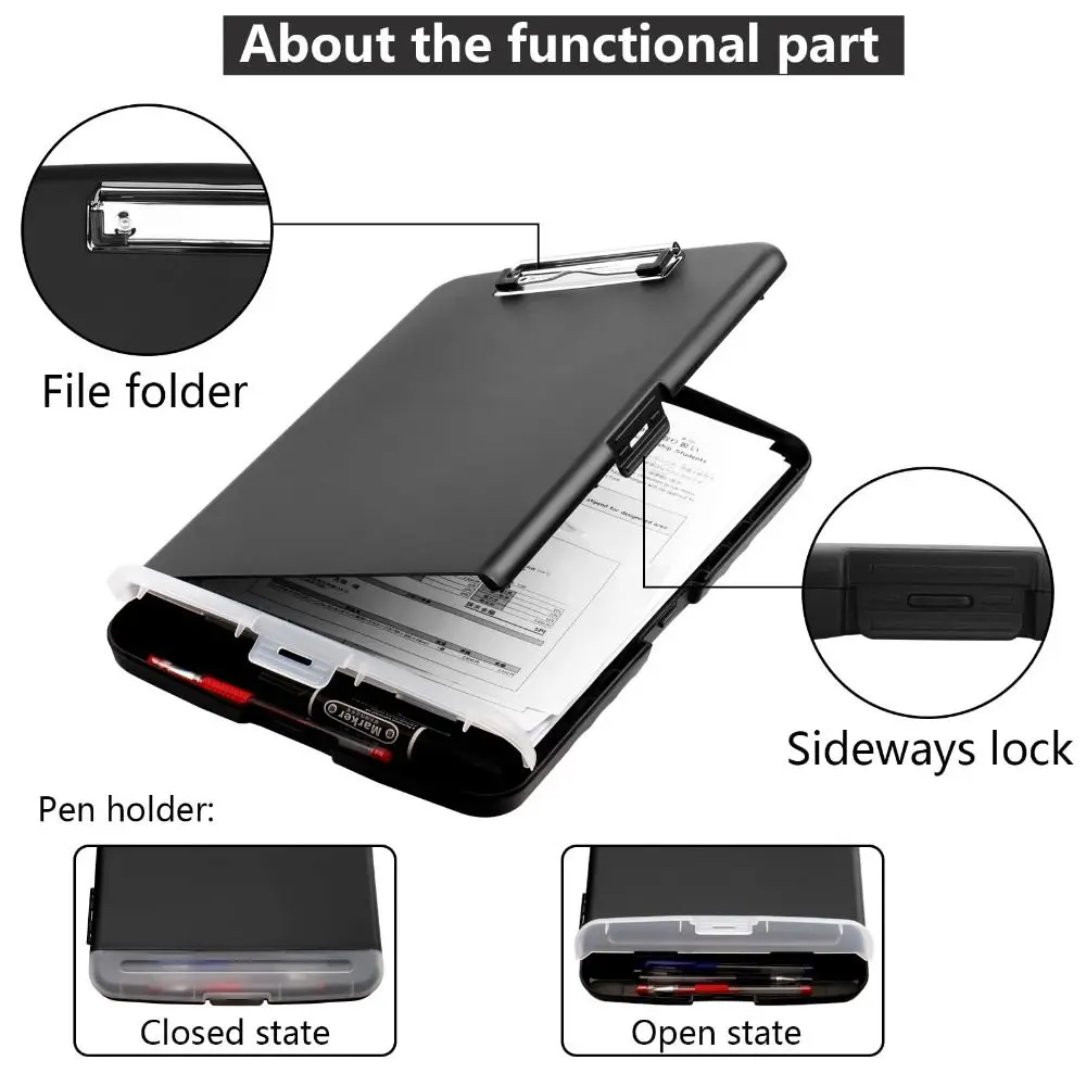 Large Capacity A4 Binder Clipboards with Pen Holder Waterproof Clipboard Case Multifunctional File Organizer