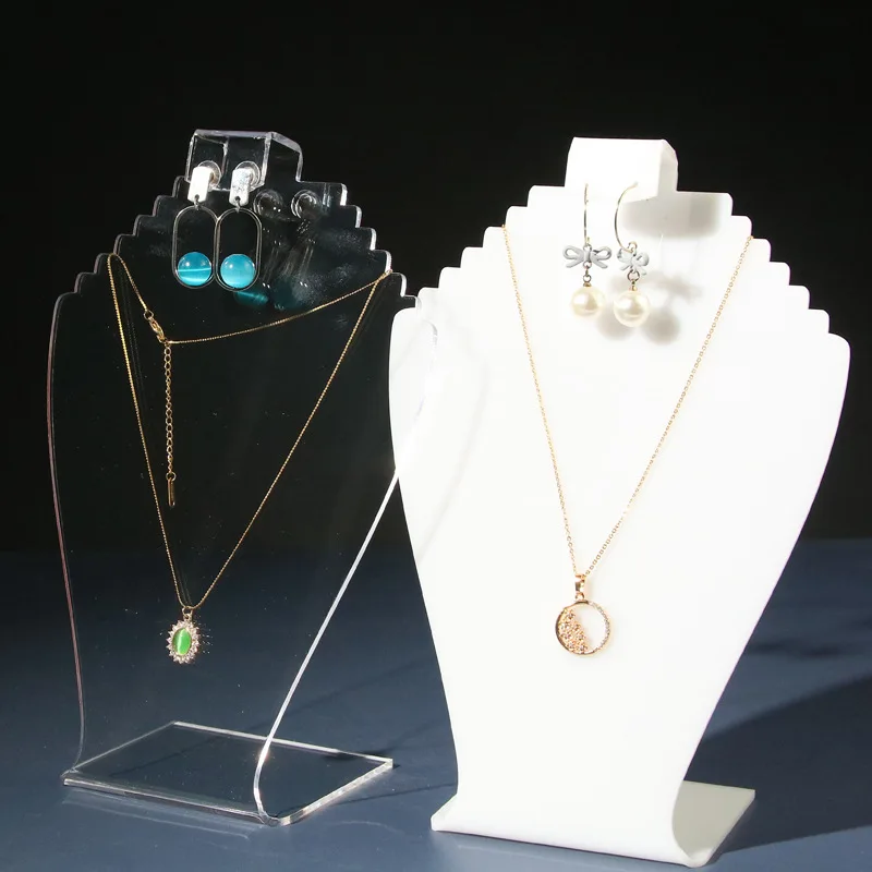

Acrylic Jewelry Display Stand Necklace Earring Bust Holder for Necklaces Earrings Retail Shop Showcase Photography Props