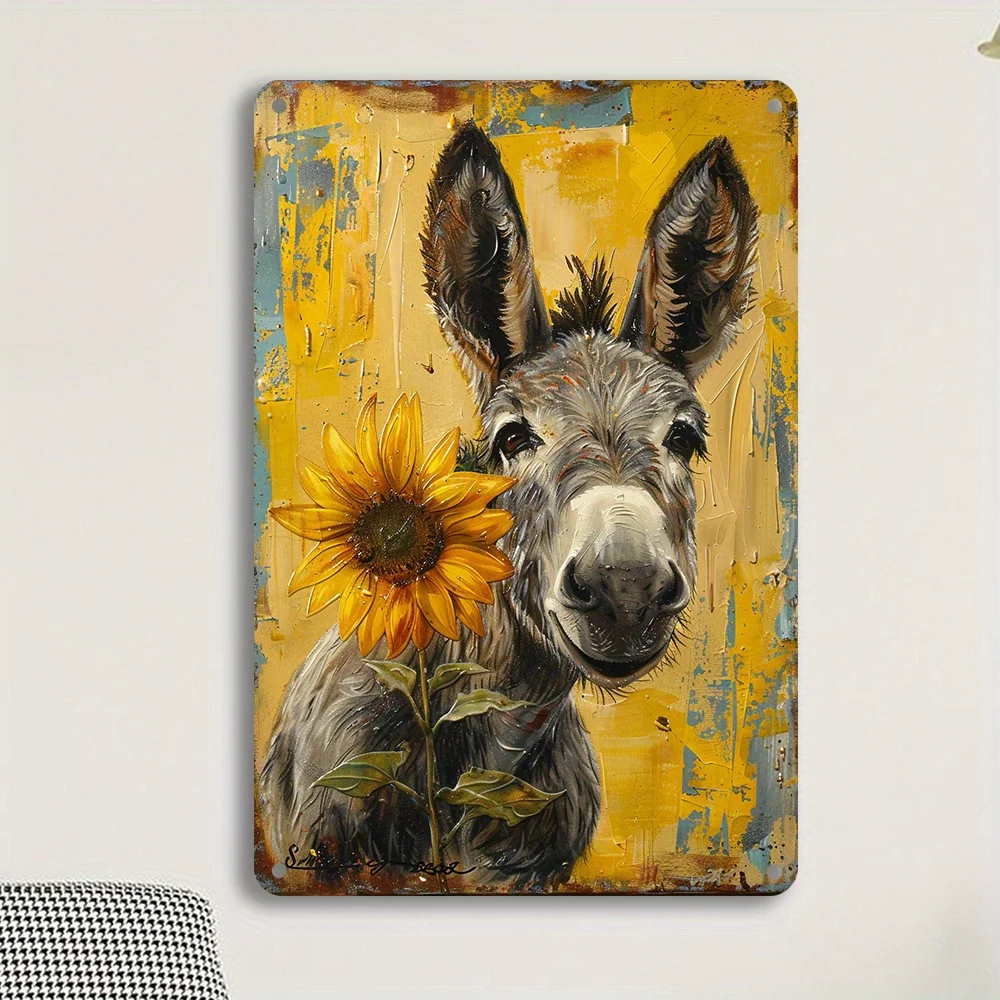 

1PC Donkey Metal Painting Sign Vintage Metal Wall Decor For Room Decor Home Restaurant Bar Cafe Garage Decor 8x12 inch