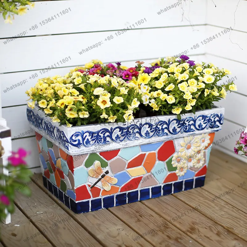Rectangle flower pot creative courtyard large diameter decoration ceramic outdoor creative villa