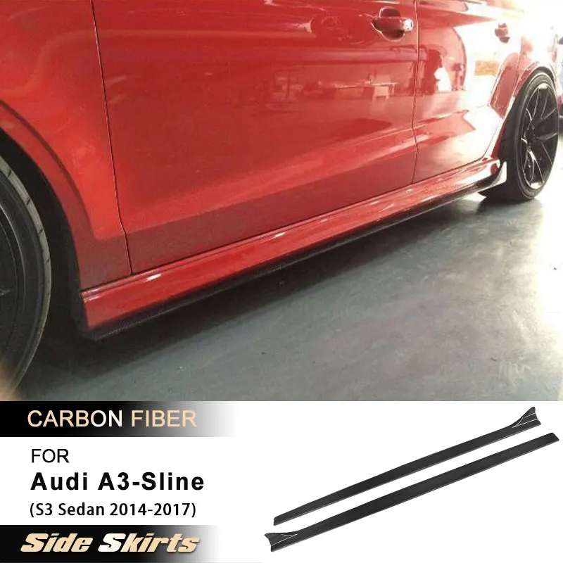 

Удлинители боковых юбок автомобиля для Audi A3-Sline S3 Sedan 2014-2017, не для A3, стандартный фартук бокового бампера, комплекты кузова из углеродного волокна