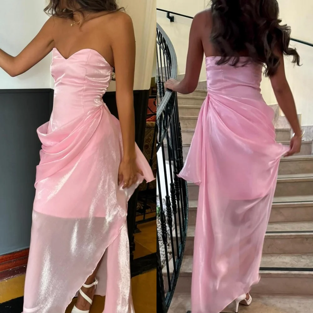 

Customized Fashion Pink Evening Dress High Quality Sweetheart Sleeveless Homecoming Dresses Modern Special Occasion Gowns