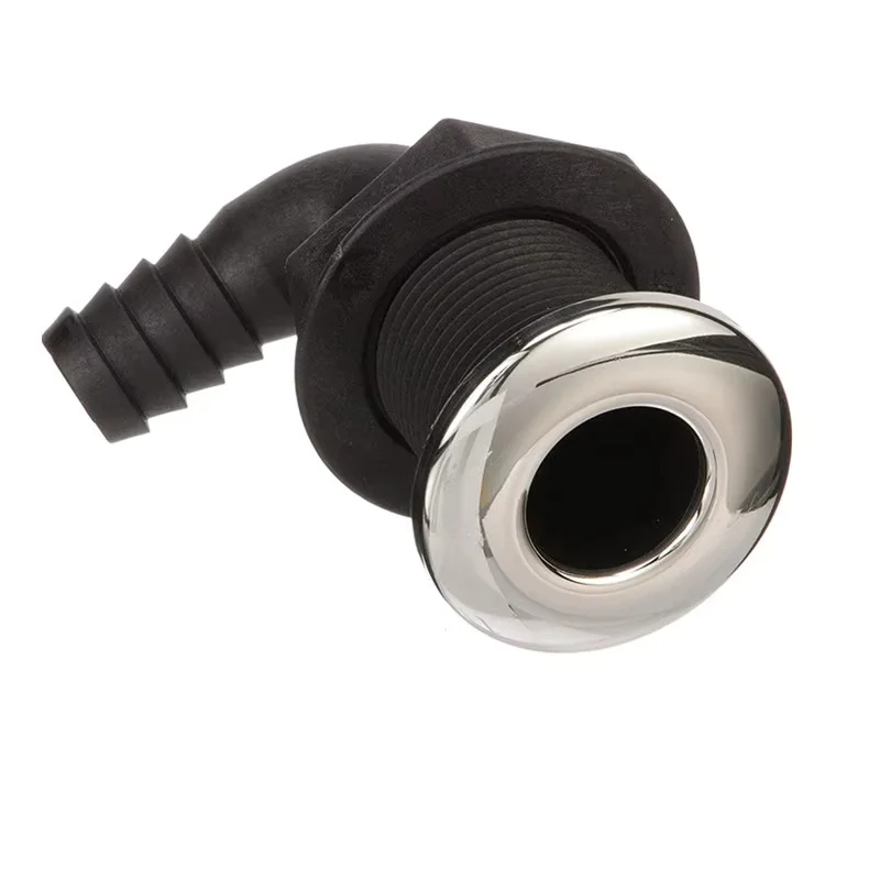 

ISURE MARINE Boat Thru Hull Fitting 90 Degree Hose 5/8'' Plastic With Stainless Rim