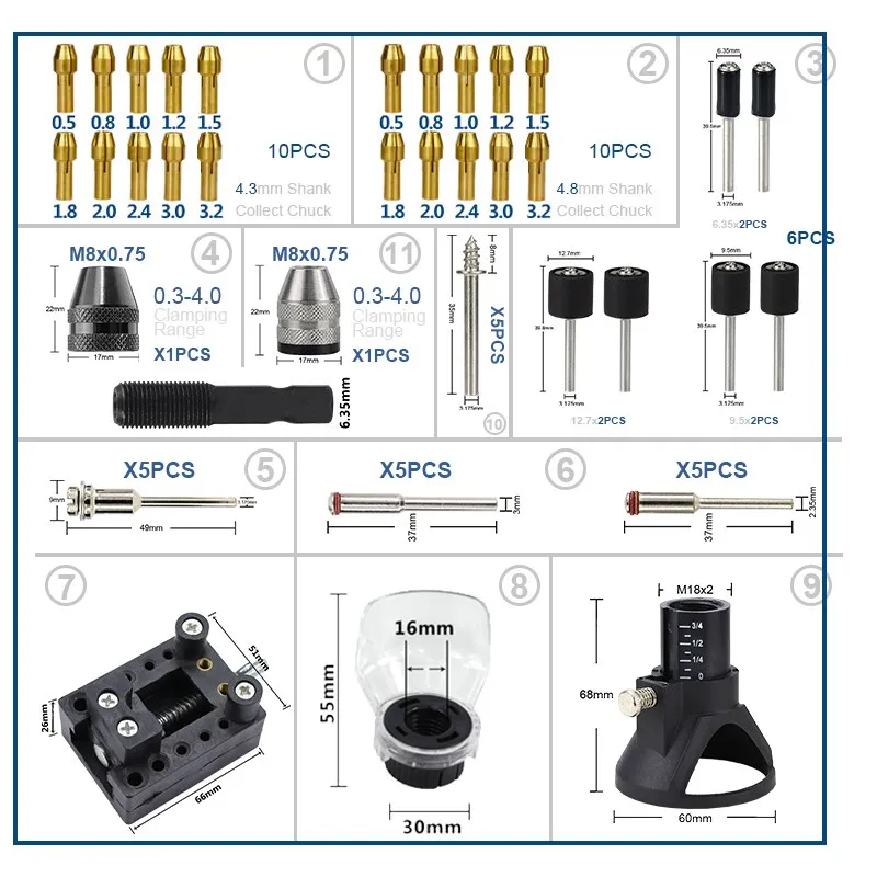 Rotary Tools Accessories with Mini Drill Chucks Adapter Rotary Dedicated Locator for Dremel Accessories Rotary Power Tool Set  