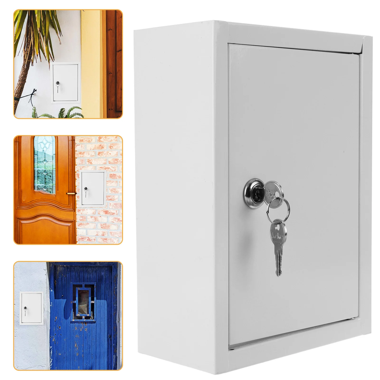 

Wall Mount Milk Box Iron Sturdy Locking Mailbox Simple Design Milk Bottle Storage Organizer Package Delivery Box Outdoor