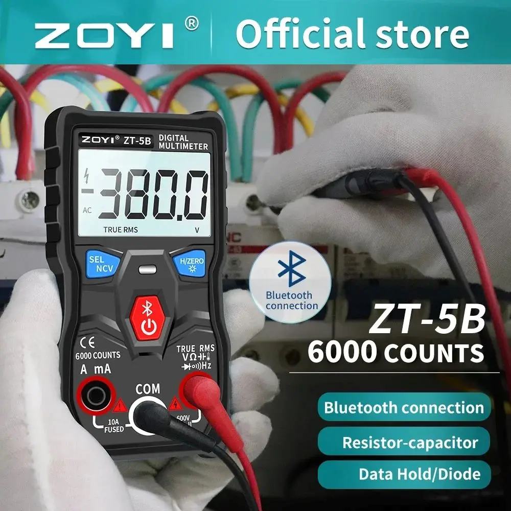 

ZT-5B Digital 6000 Counts Professional Analog Multimeter AC/DC Currents Voltage Mini Testers True RMS Bluetooth