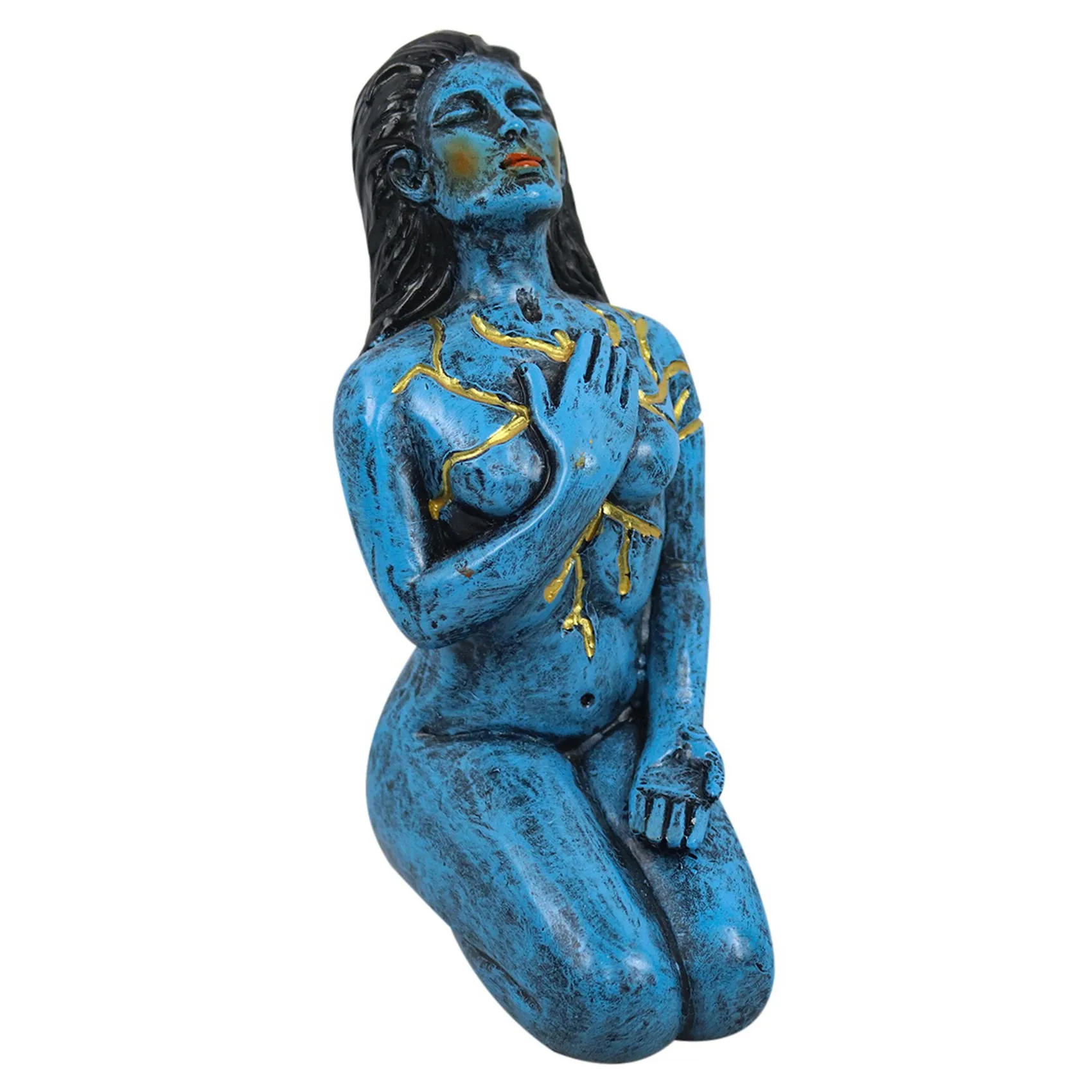 Goddess of Healing Sculpture Healing Series Kneeling Self-Love Ghost Goddess Sculpture Decor Hand-Painted Resin Statue