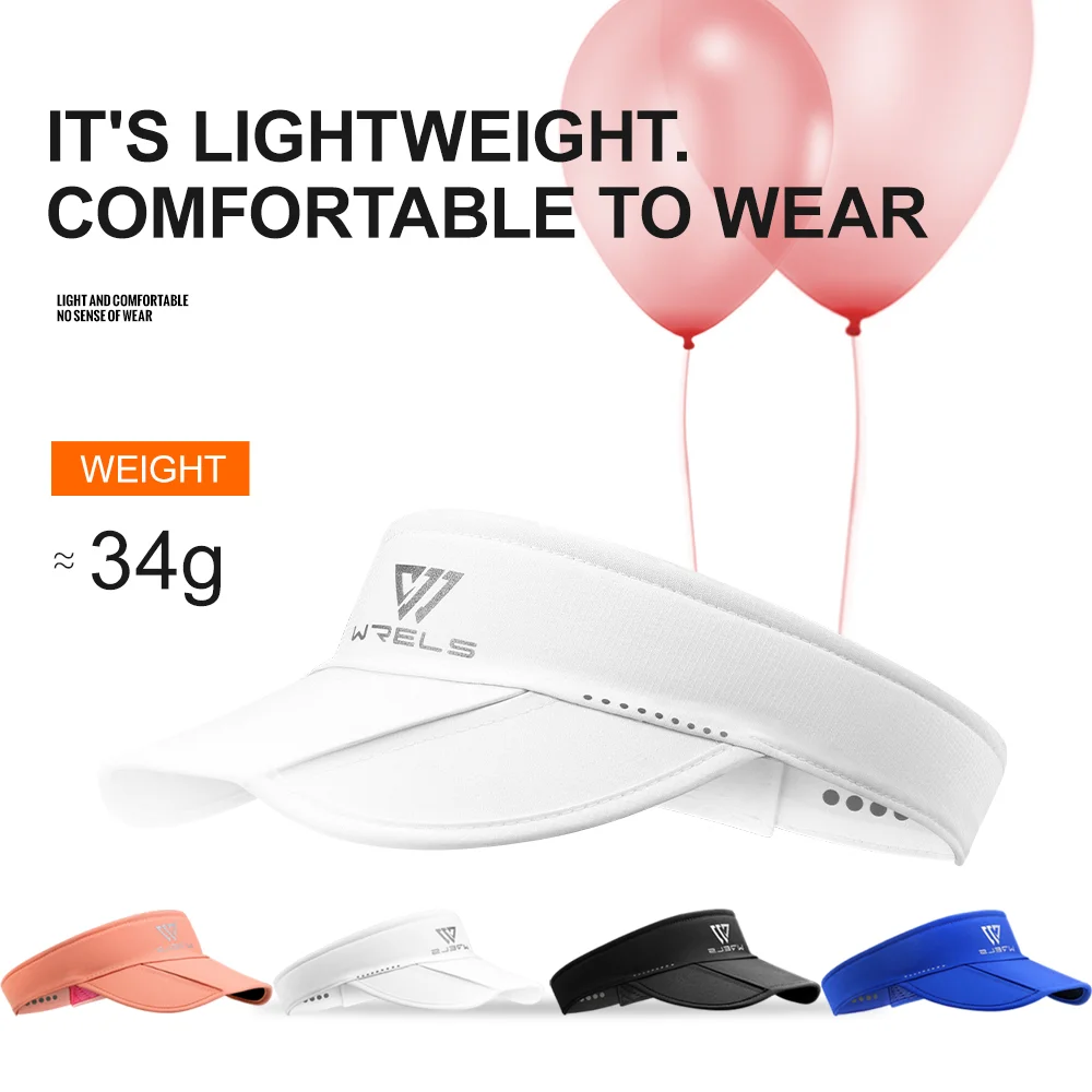 

WRELS Sun Visor Cap UPF 50+ UV Protection Breathable Cooling Running Hat Tennis Golf Foldable Headband Visor Sunshield Wide Brim