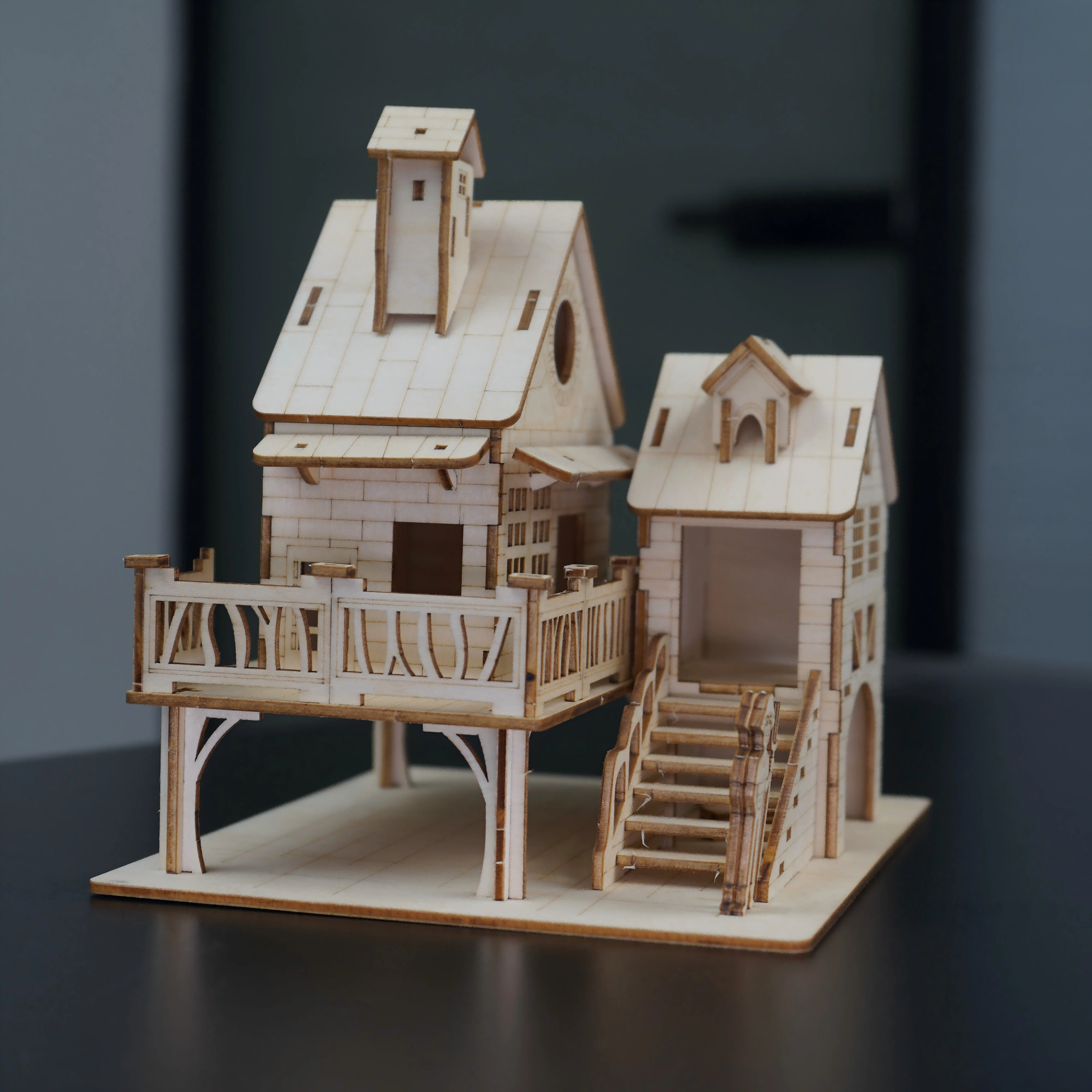 ألغاز فيلا خشبية، نموذج تجميع ستيريو ثلاثي الأبعاد، لعبة على الطراز الرعوي القديم، جوديس تفاعلية لبناء الوالدين والطفل، هوم