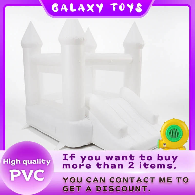 

Белый надувной замок с горкой — идеально подходит для детских вечеринок, развлечений на заднем дворе и мероприятий. Прочный, легкий - набор - вверх