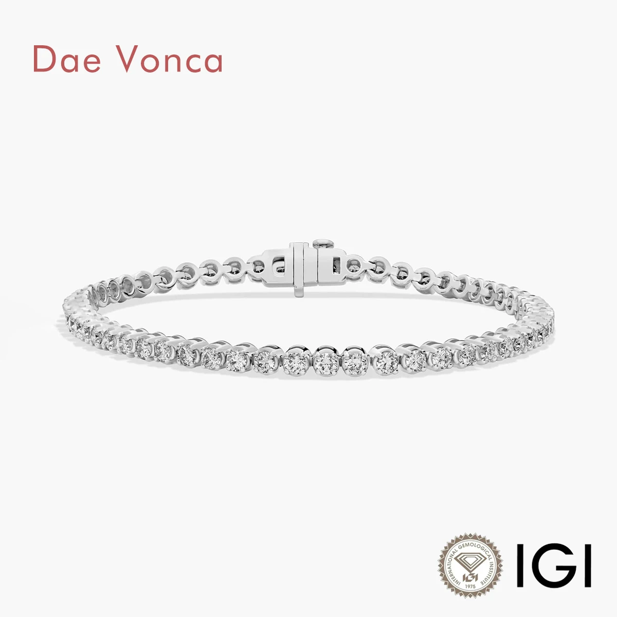 Four Prong Round Full Diamond Tennis Bracelet 14K 18K White Gold Luxury Eternity Lab Grown Diamond Tennis Bracelet For Women