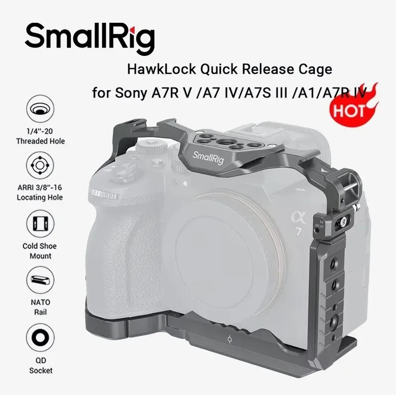 SmallRig 4481 HawkLock Quick Release Camera Cage for Sony A7 IV A7R V A7S III A1 A7R IV DSLR Video Cage