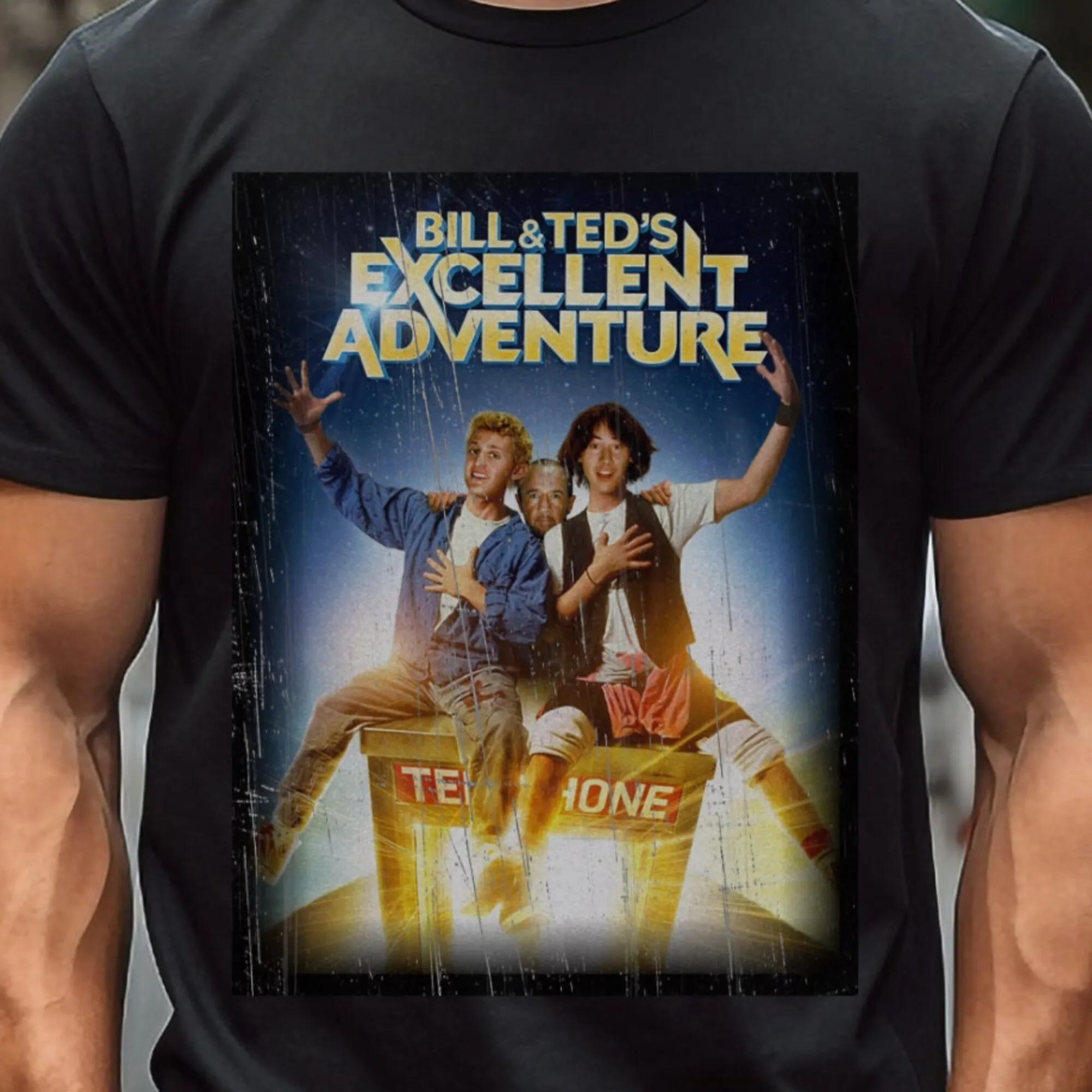 Bill And Ted'S Excellent Adventure T Shirt Vintage Aesthetic 80S Movie Poster Distressed