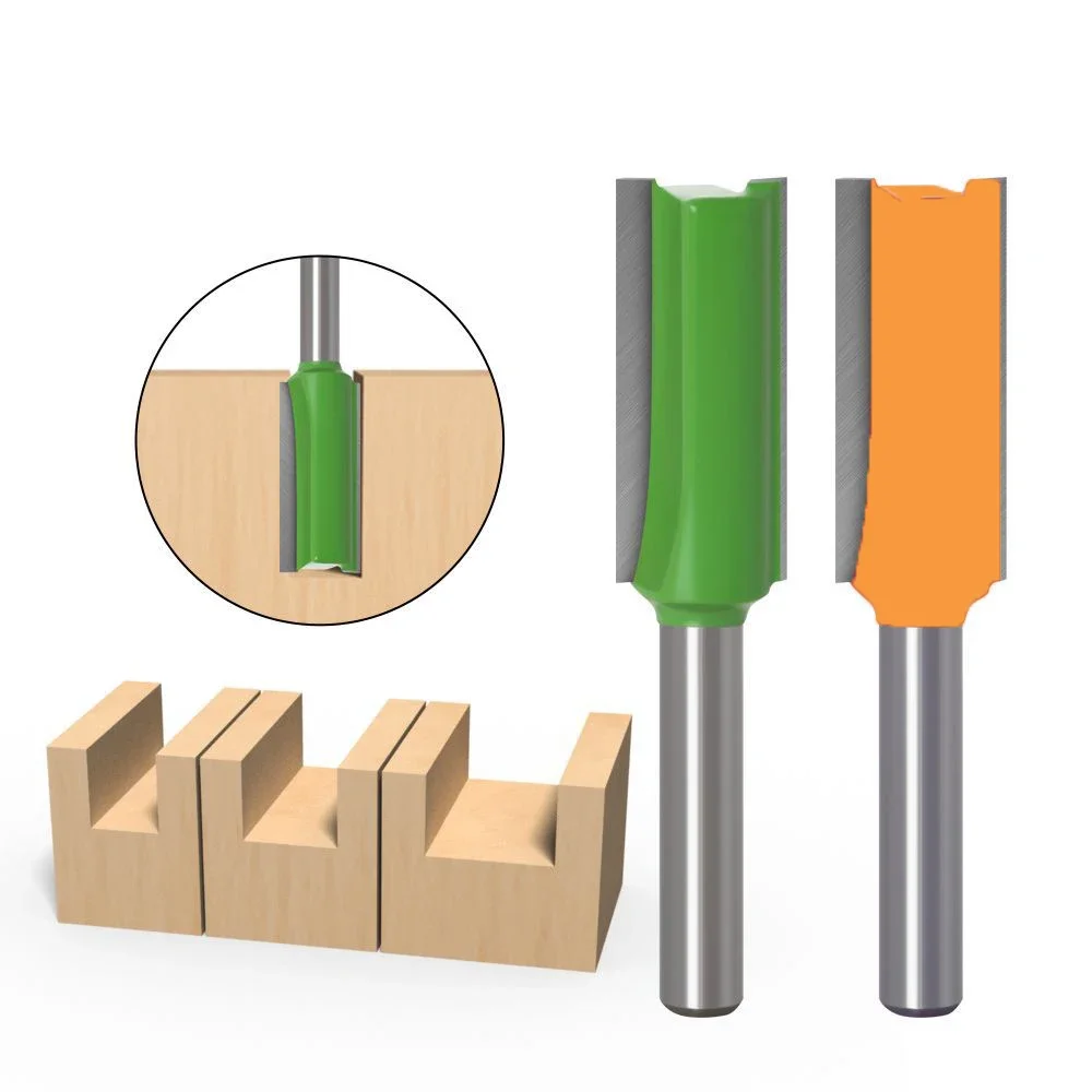 1PC 6.35MM Shank Milling Cutter Wood Carving Straight Bit Milling Single Double Flute Wood Cutters  Carbide Router Bit