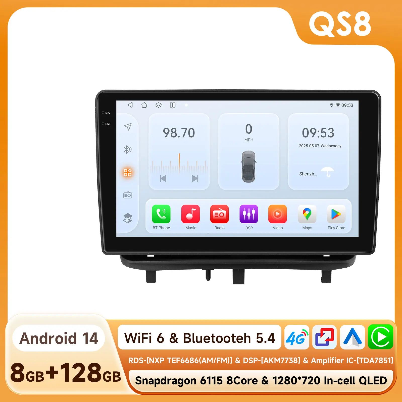 Carplay 4G 2Din Android 14 Autoradio voor Opel Corsa D 2007-2012 Hatchback Van Multimedia Video GPS DSP AI Intelligente Speler RDS