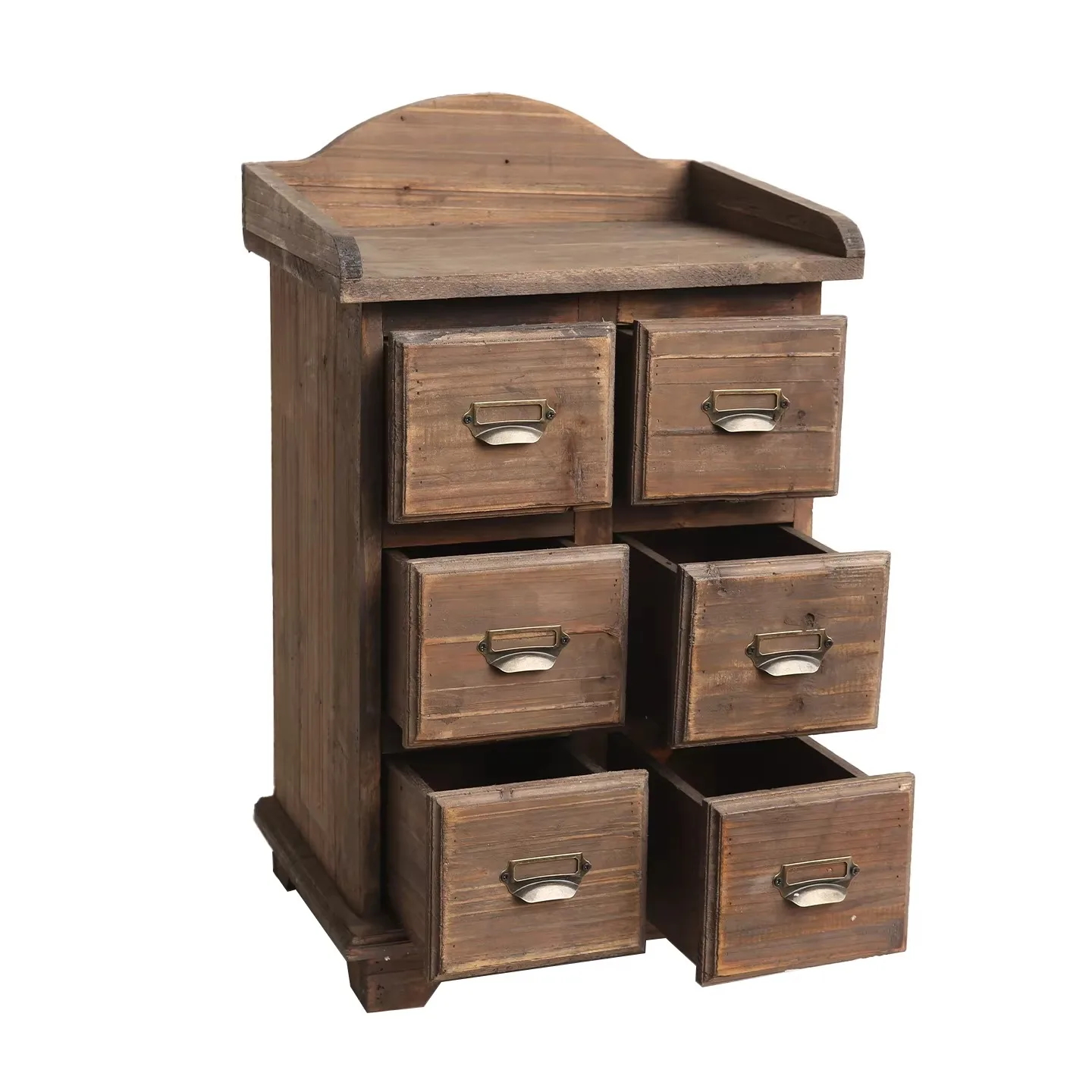 Vintage Wooden 6 Drawer Apothecary Cabinet, Rustic Old Wood Garden Shelf, Deep Storage Organizer Display Rack