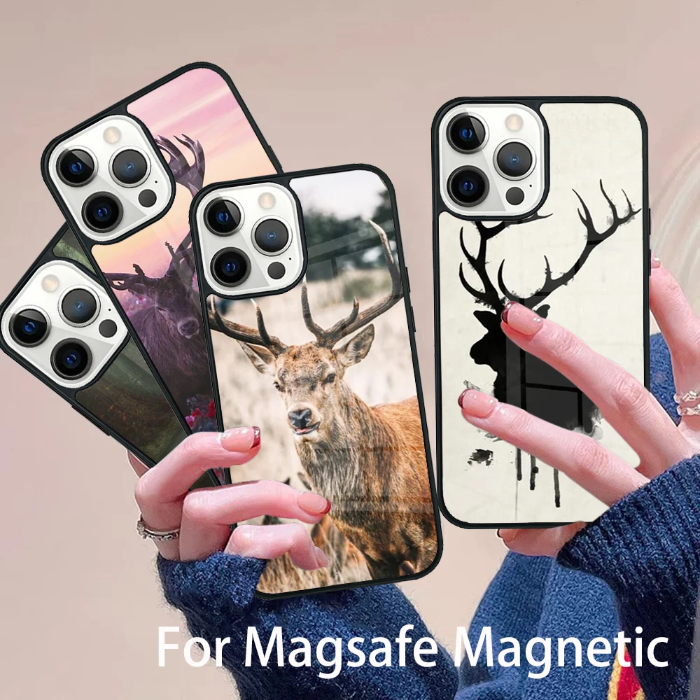 

Deer Phone Case Magesafe Magnetic Wireless Charge Cover For IPhone 16 11 12 13 14 15 Pro Max Plus Mini