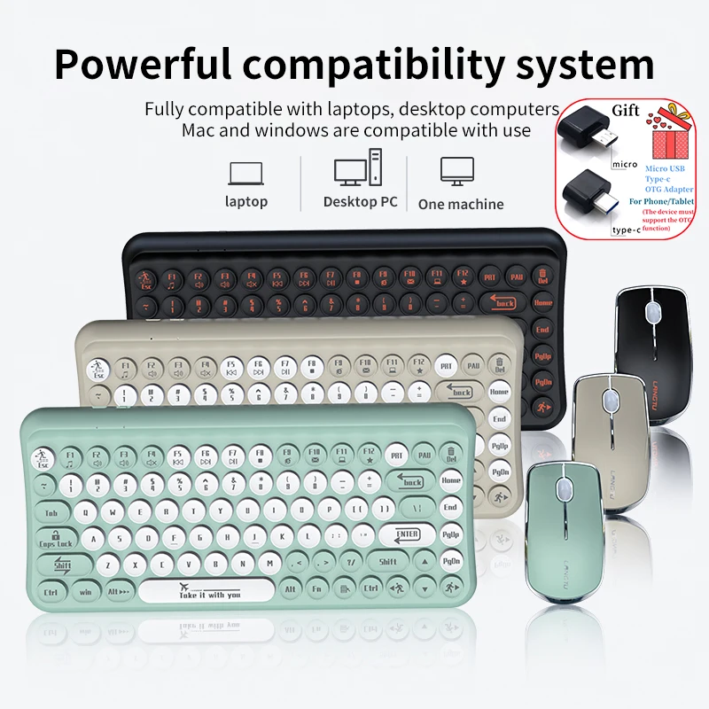 

Portable USB 2.4G Wireless Keyboard And Mouse For Macbook PC Game Computer Laptop Retro Mini Gaming Keyboard Mice Kit Gamer