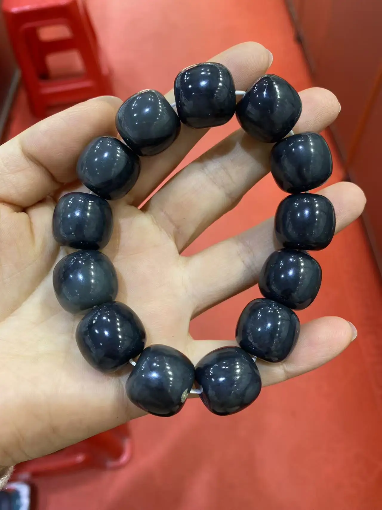 authentication Natural Hotan Jade Blue and White Bead Bracelet for men and women's jewelry accessories gift bead bracelet view 6