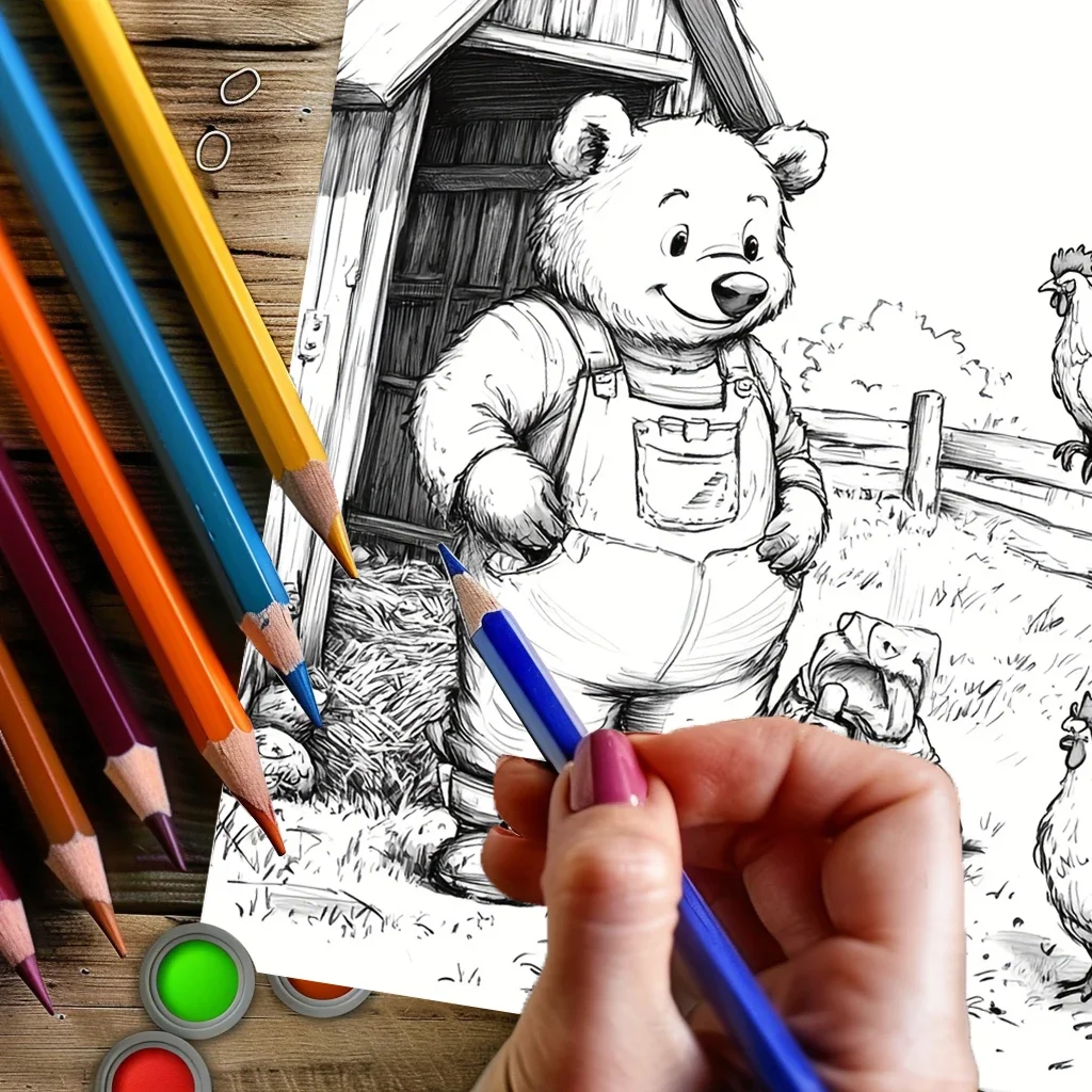 Bears Daily Life kleurboek voor volwassenen |   28-pagina's kleurboek, tekenbenodigdheden voor Kerstmis, Thanksgiving