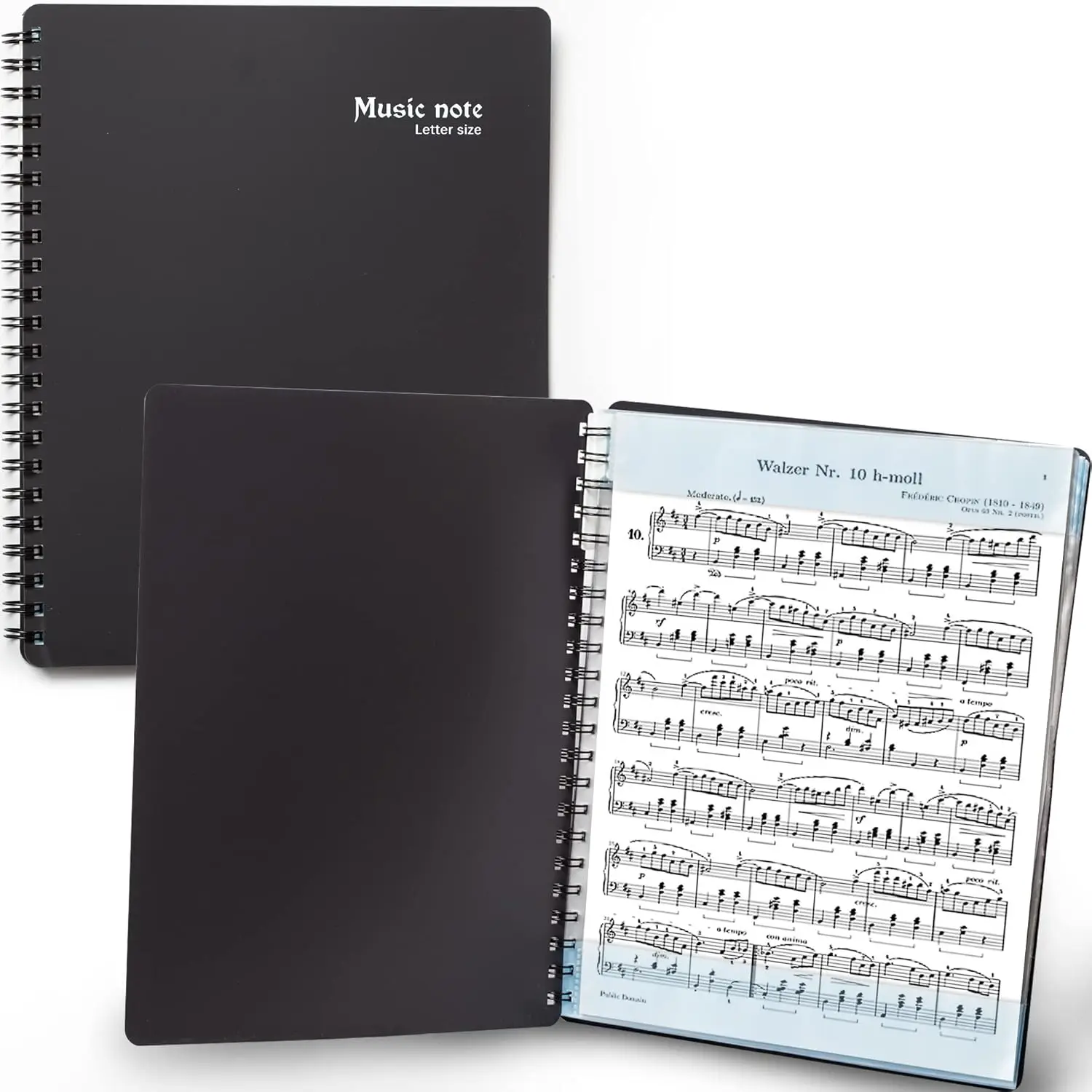 

Black Music Sheet Binder with 40 Sleeves for 80 Pages, Spiral Organizer Fits Letter Size 8.5x11 Inch