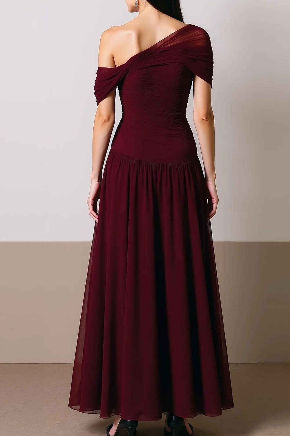 High Quality Customized One Shoulder Ankle Length Backless Off Shoulder A-line Kate Middleton Dress Vestidos De Gala Robe Satin view 4