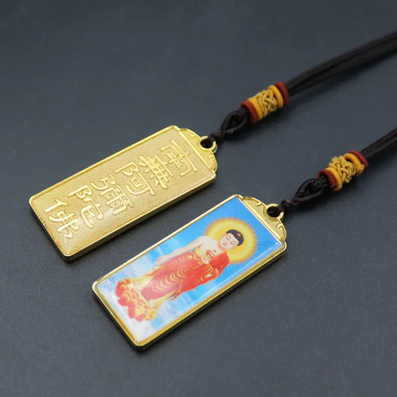 Exquisite Amitabha Buddha statue hanging decoration Buddha plaque safety amulet Feng Shui Auspicious Buddhist Supplies