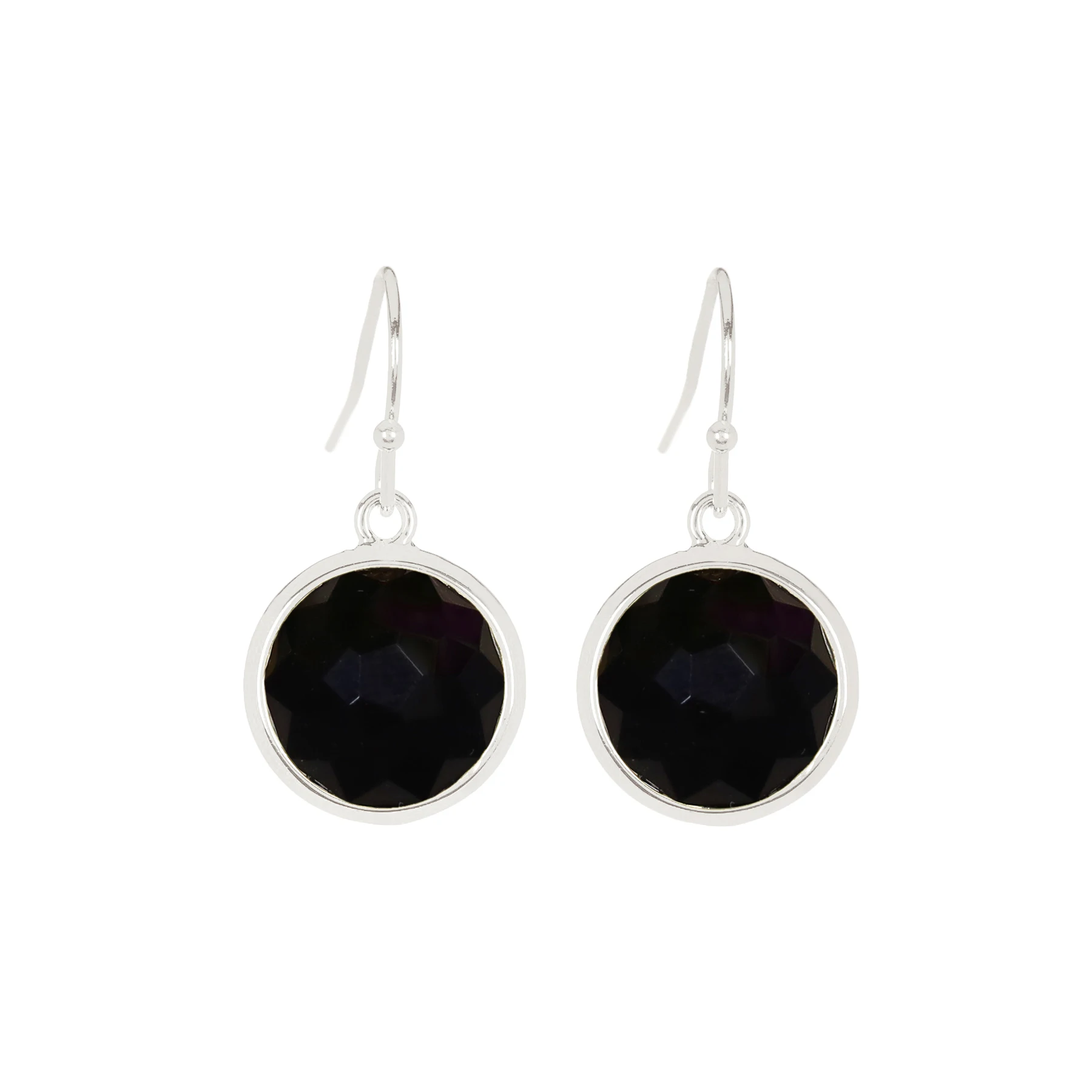 

Black Onyx Fancy Cut Round Drop Earrings Gemstone Earrings For Women