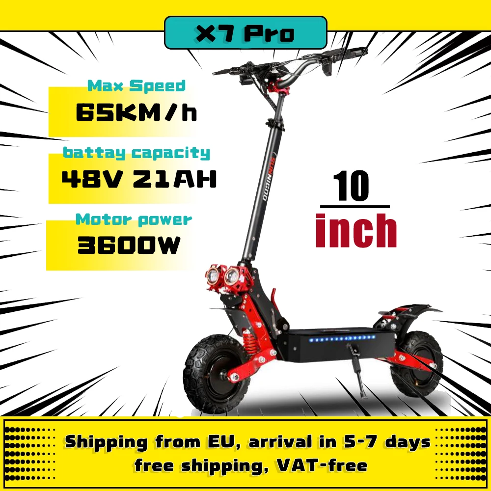 X7PRO 3600W Dual Motor Electric Scooter Max Speed 65km/h EScooter 11Inch Off-road 48V21AH Mileage 60KM Foldable Electric Scooter