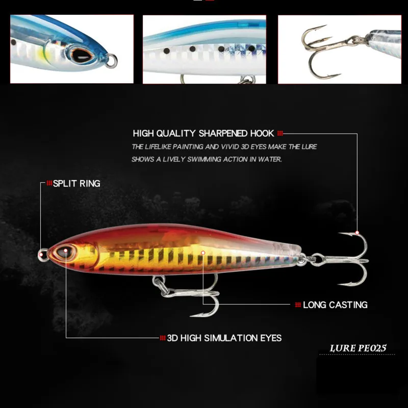 Popper Lápiz para lubina – Curricán hundimiento en agua salada - imagen 5