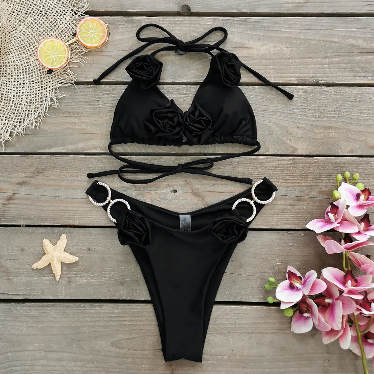 3d Bloem Effen Wit Eendelig Badpak Vrouwen Badmode Uitgesneden Bodysuit Monokini Zwempak Badpak Strandkleding Bikini Set