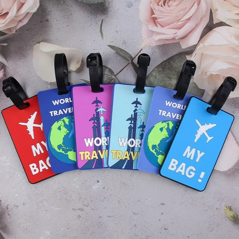 New PVC Soft Glue Airplane Luggage Tag Card Cover Name Labels Suitcase ID Address Hang Tag Boarding Pass Labels Travel Access