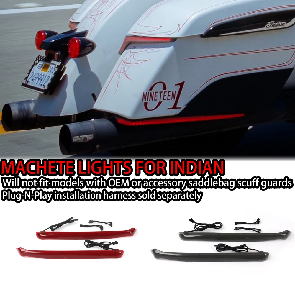 F​or Indian Challenger Chieftain Pursuit Roadmaster Springfield Motorcycle Smoke Tracer Rear Saddlebag LED Turn/Brake Lights