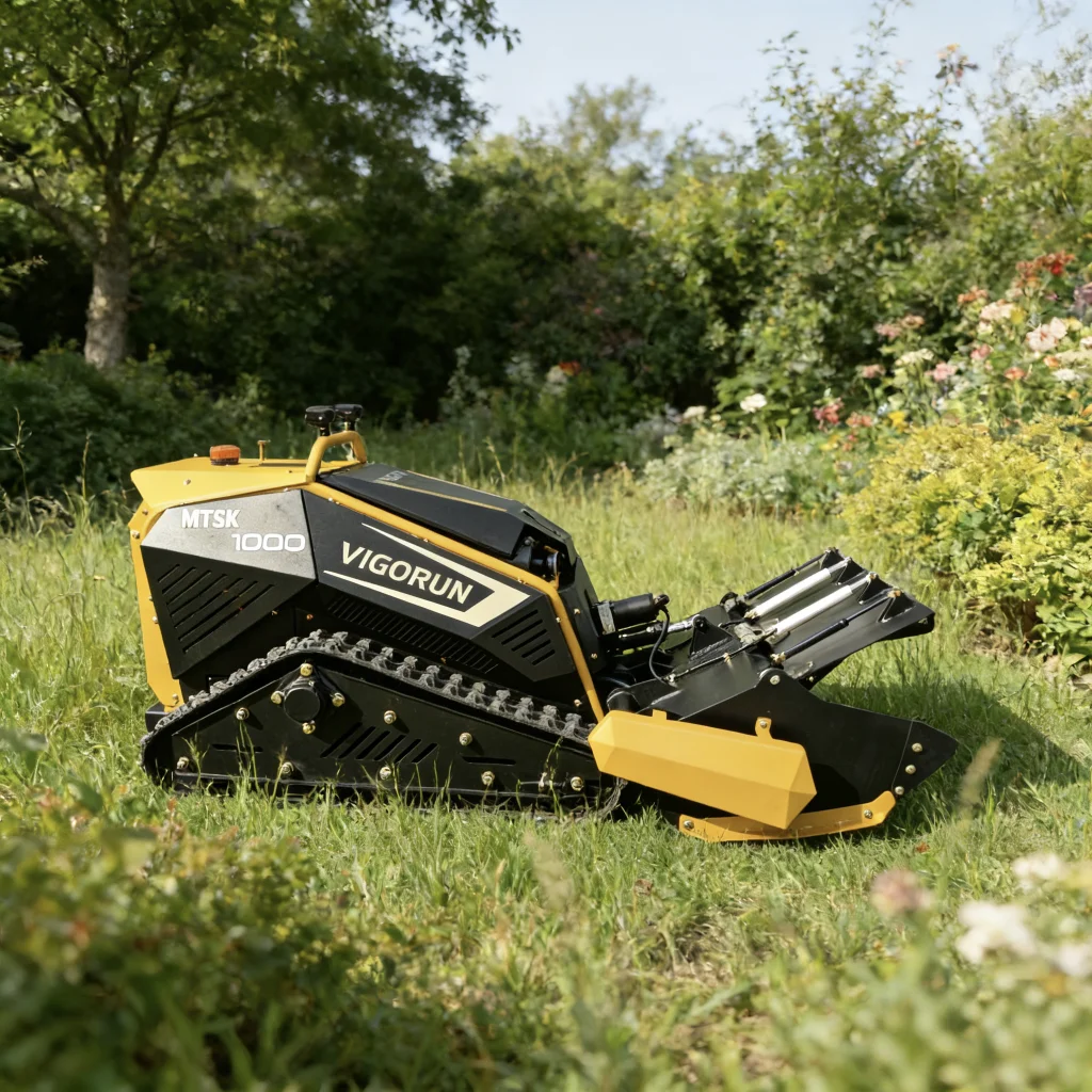 35 Degree Slope Remote Control Flail Mower MTSK1000 18KW Engine with Interchangeable Attachment for Rough Terrain